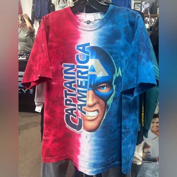 Vintage 90's Marvel Captain America Universal Studios Single Stitch T-Shirt L - Picture 1 of 8